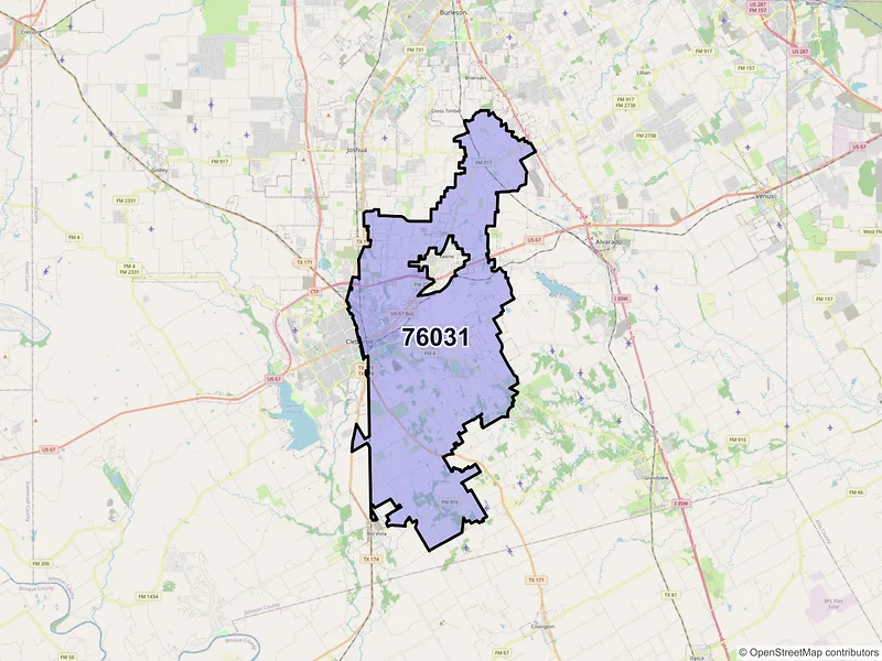 Map of ZIP Code 76031 — Cleburne, TX