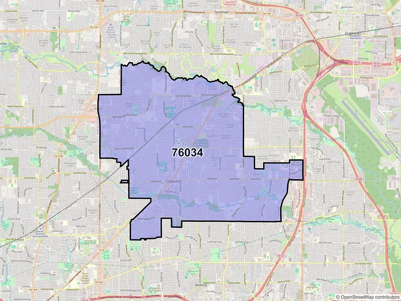 Map of ZIP Code 76034 — Colleyville, TX