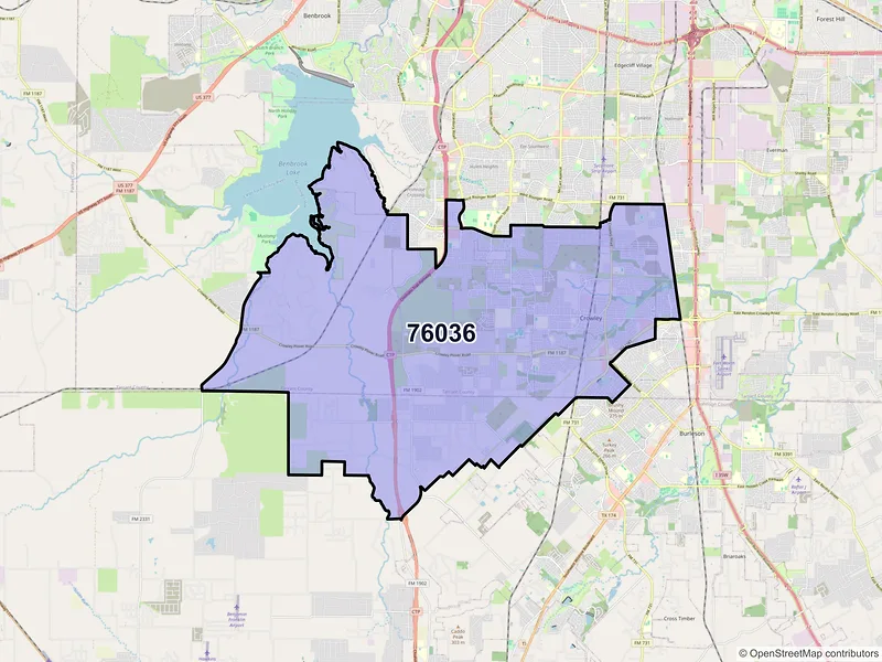 Map of ZIP Code 76036 — Crowley, TX