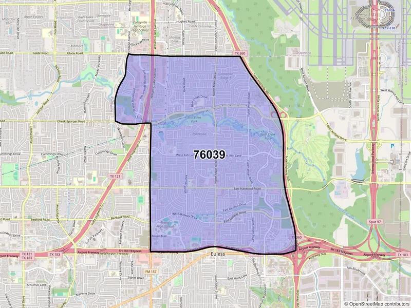 Map of ZIP Code 76039 — Euless, TX