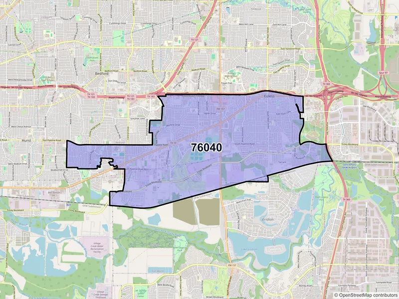 Map of ZIP Code 76040 — Euless, TX