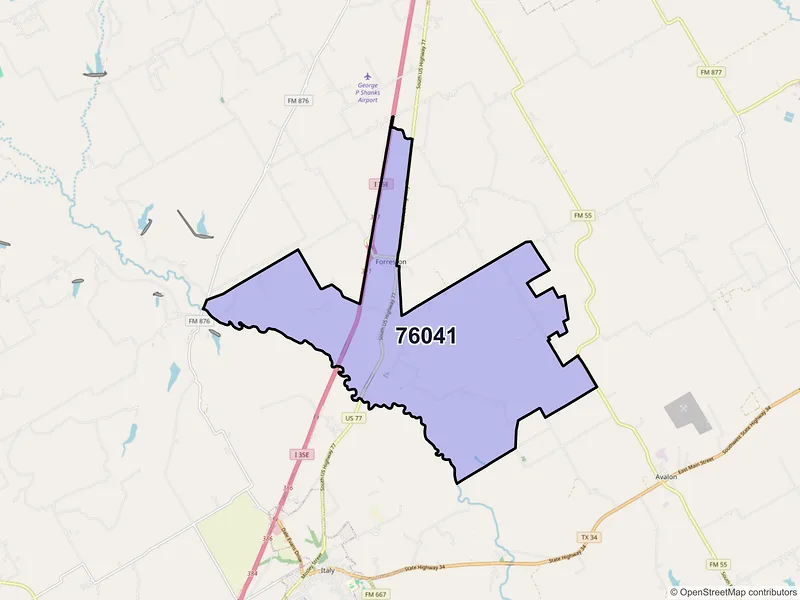 Map of ZIP Code 76041 — Forreston, TX