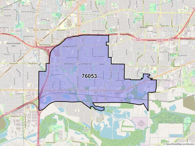 Map of ZIP Code 76053 — Hurst, TX