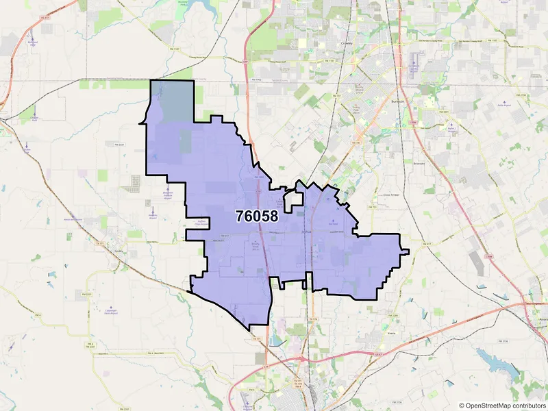 Map of ZIP Code 76058 — Joshua, TX