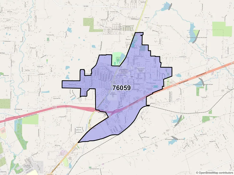 Map of ZIP Code 76059 — Keene, TX
