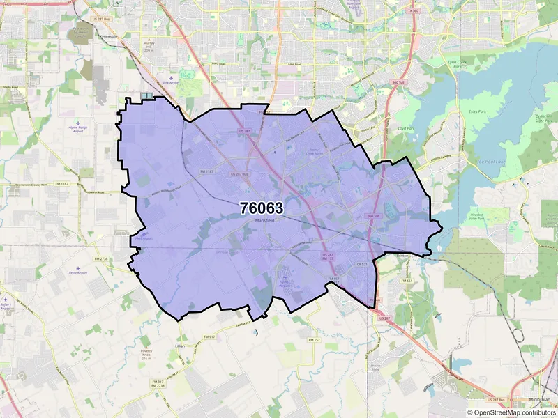 Map of ZIP Code 76063 — Mansfield, TX