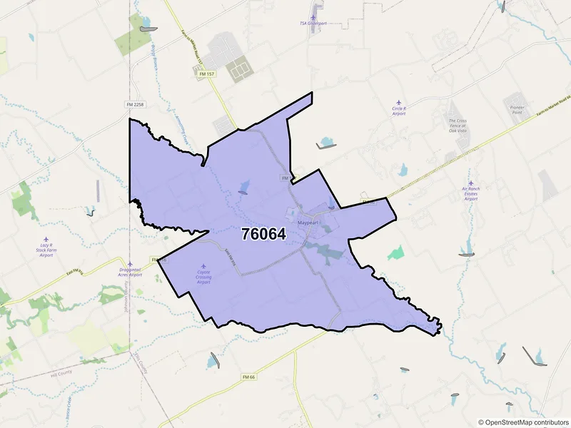 Map of ZIP Code 76064 — Maypearl, TX
