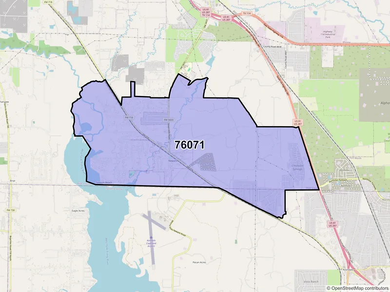 Map of Newark, Texas and ZIP codes