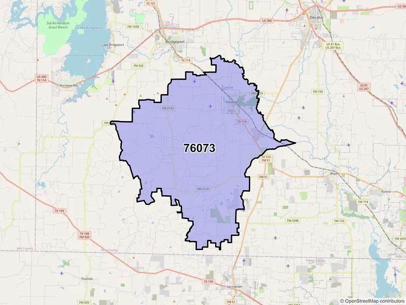 Map of ZIP Code 76073 — Paradise, TX