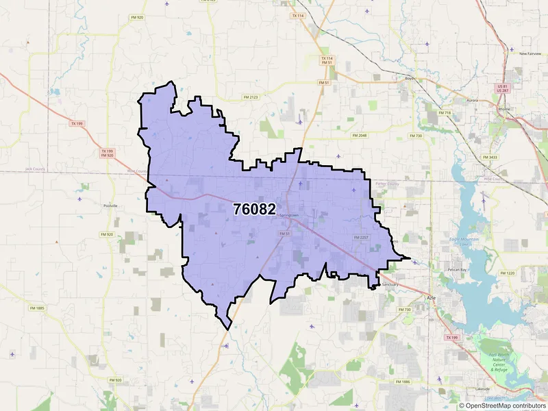 Map of ZIP Code 76082 — Springtown, TX