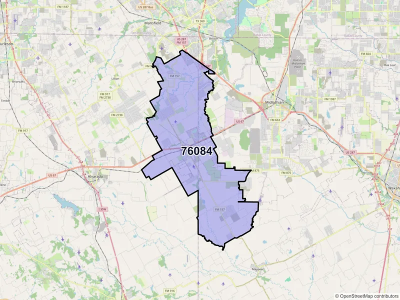 Map of ZIP Code 76084 — Venus, TX