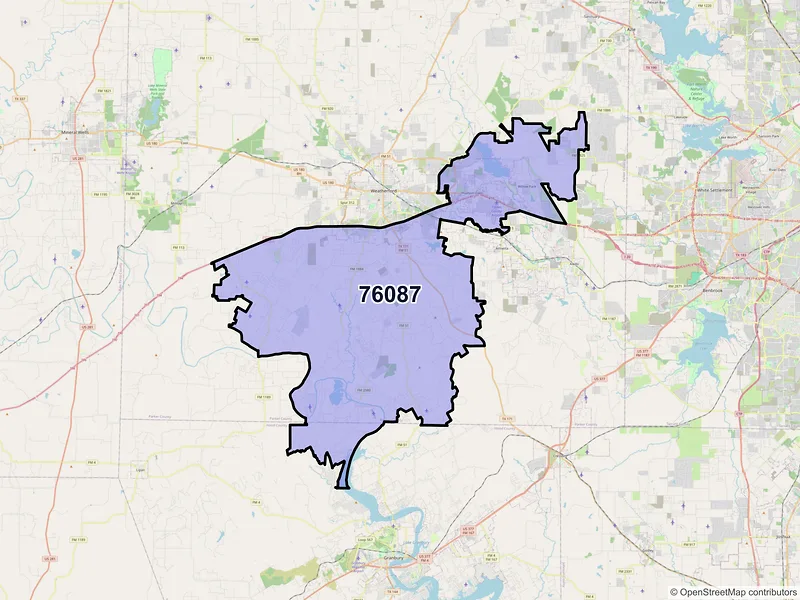 Map of ZIP Code 76087 — Weatherford, TX