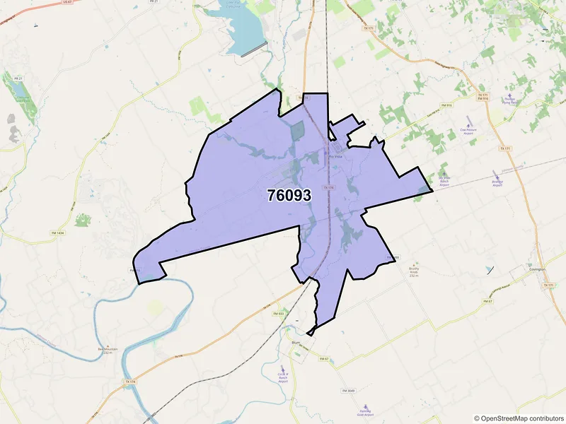 Map of ZIP Code 76093 — Rio Vista, TX