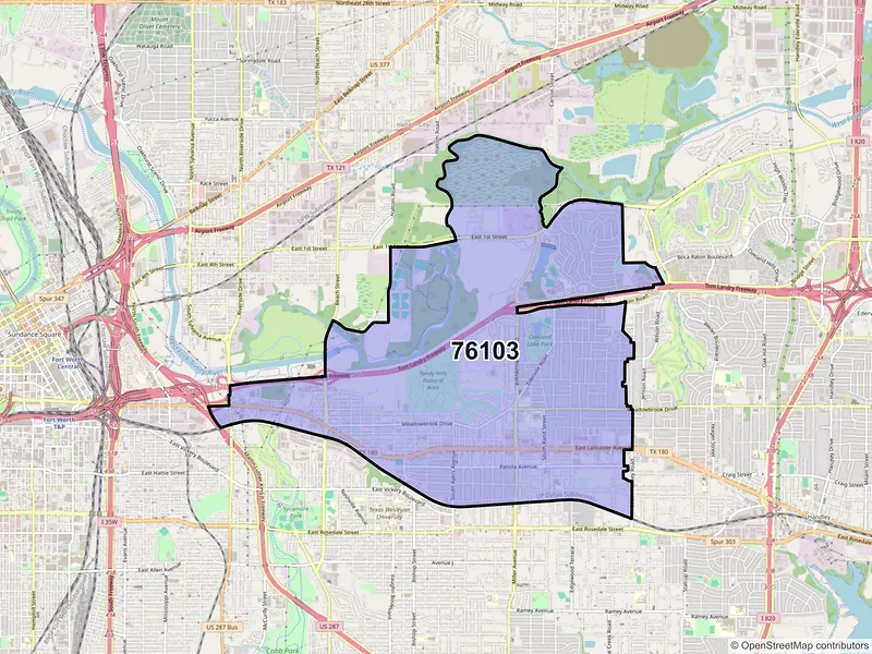Map of ZIP Code 76103 — Fort Worth, TX