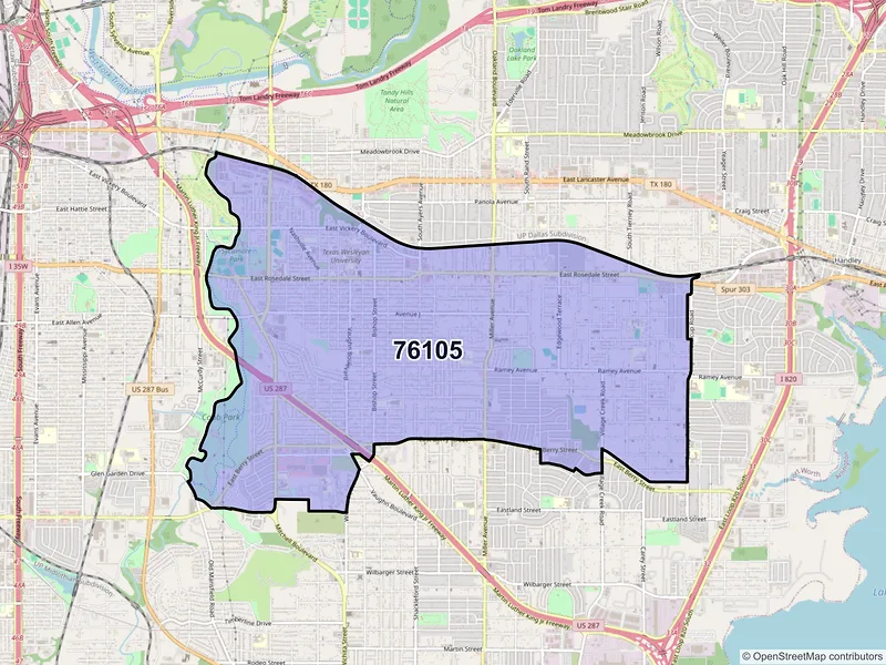 Map of ZIP Code 76105 — Fort Worth, TX