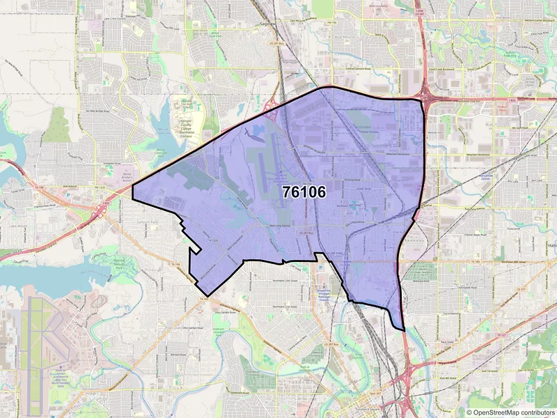 Map of ZIP Code 76106 — Fort Worth, TX