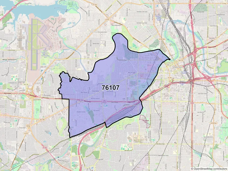Map of ZIP Code 76107 — Fort Worth, TX