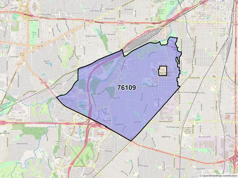 Map of ZIP Code 76109 — Fort Worth, TX