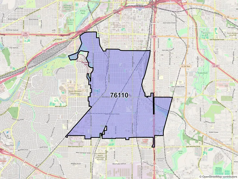 Map of ZIP Code 76110 — Fort Worth, TX