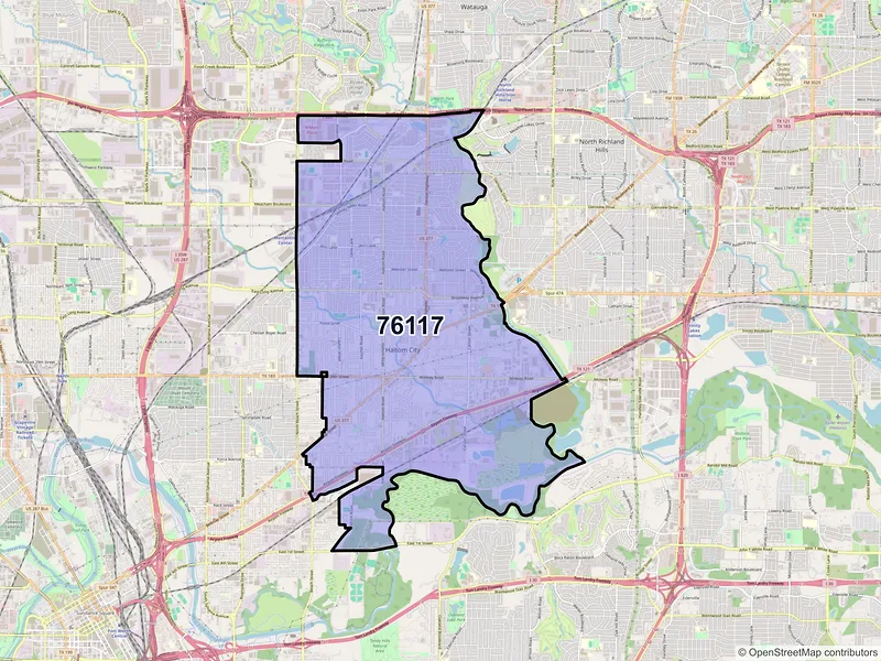 Map of Haltom City, Texas and ZIP codes