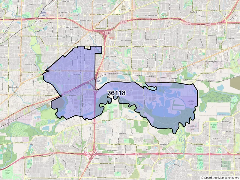 Map of ZIP Code 76118 — Fort Worth, TX