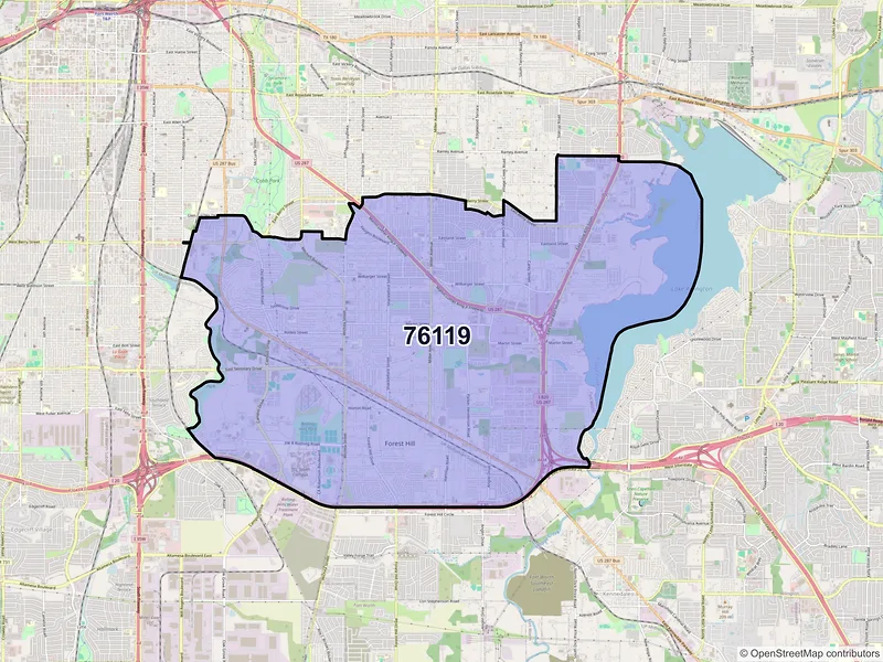 Map of ZIP Code 76119 — Fort Worth, TX