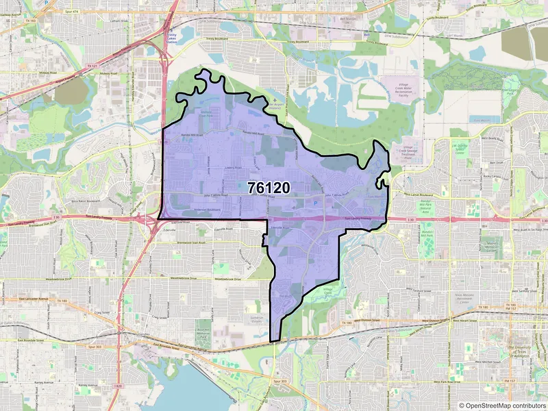 Map of ZIP Code 76120 — Fort Worth, TX