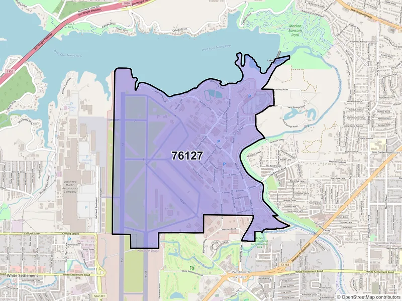 Map of ZIP Code 76127 — Naval Air Station JRB, TX