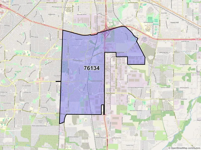 Map of ZIP Code 76134 — Fort Worth, TX