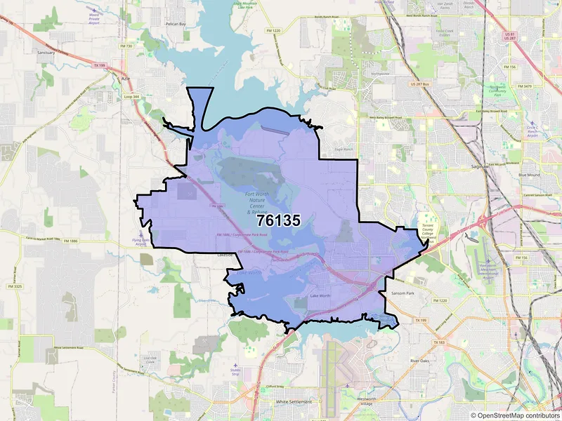 Map of ZIP Code 76135 — Fort Worth, TX