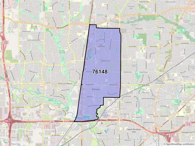 Map of ZIP Code 76148 — Fort Worth, TX