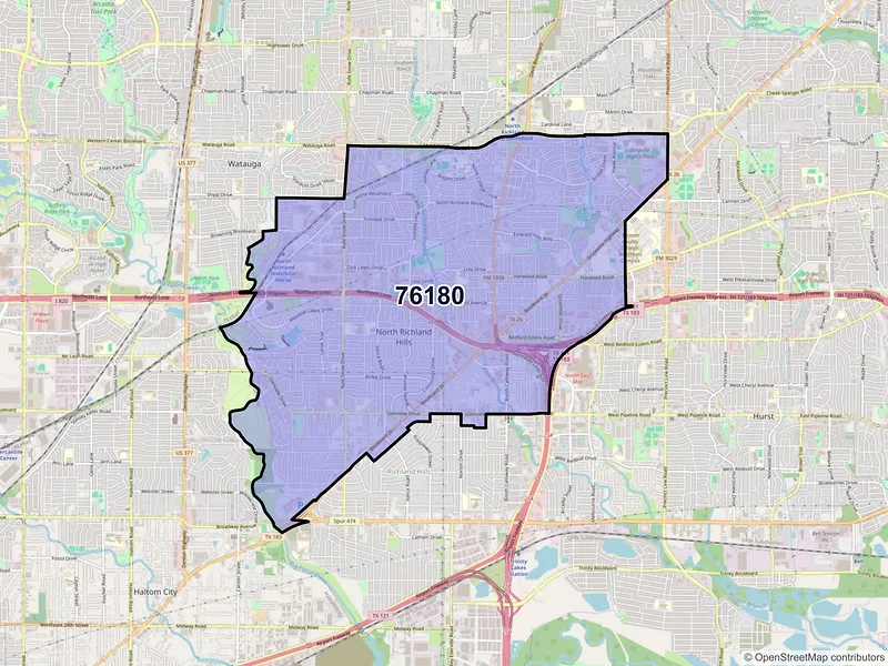 Map of ZIP Code 76180 — North Richland Hills, TX