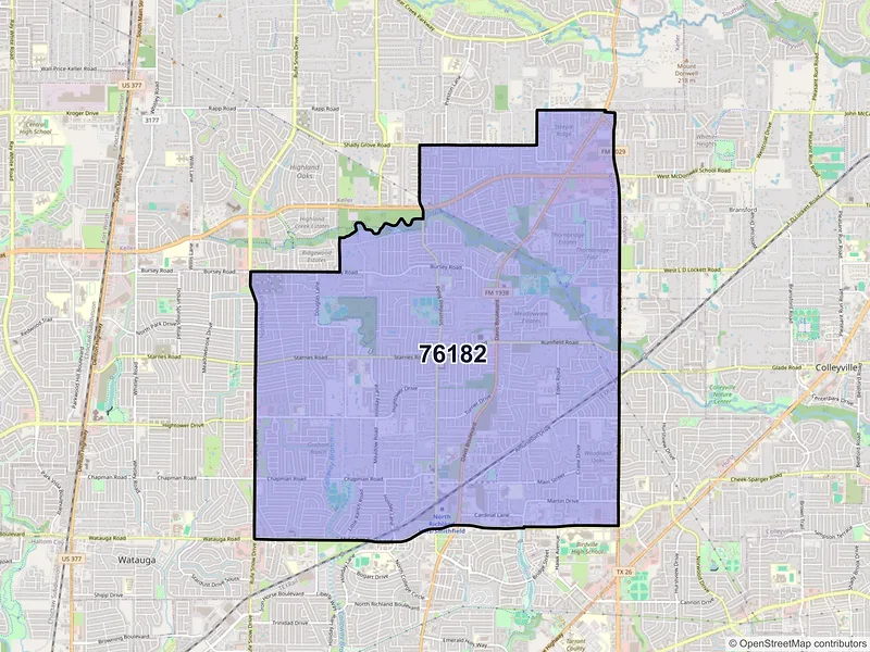 Map of ZIP Code 76182 — North Richland Hills, TX