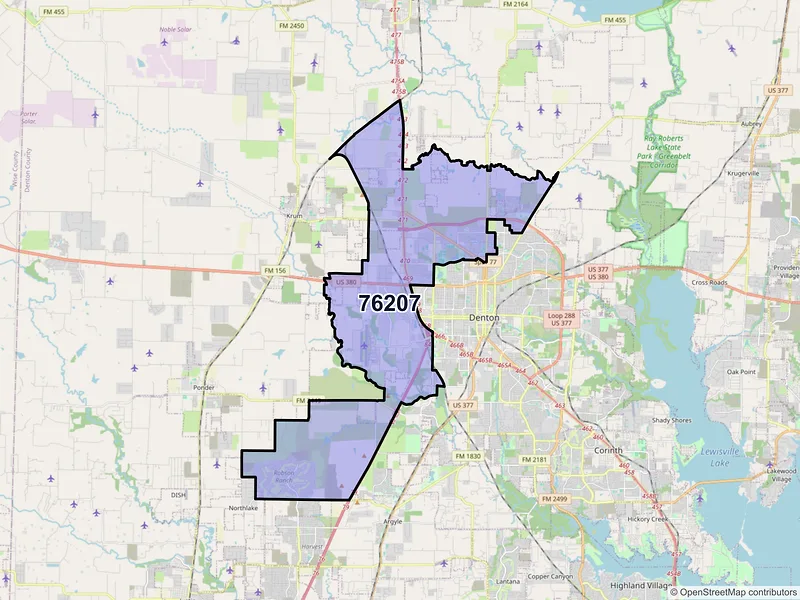 Map of ZIP Code 76207 — Denton, TX