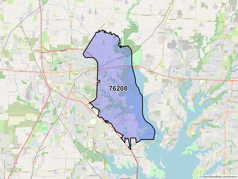 Map of ZIP Code 76208 — Denton, TX