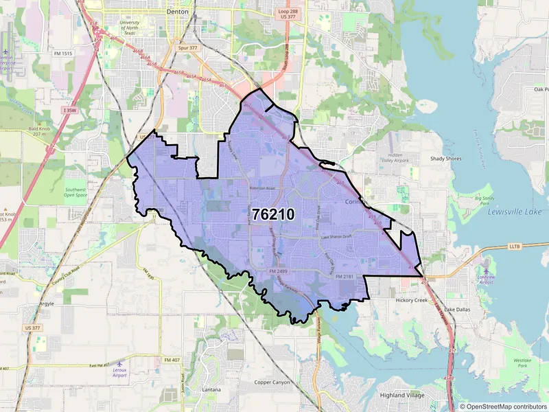 Map of ZIP Code 76210 — Denton, TX