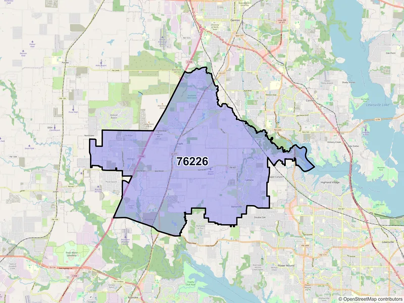 Map of ZIP Code 76226 — Argyle, TX