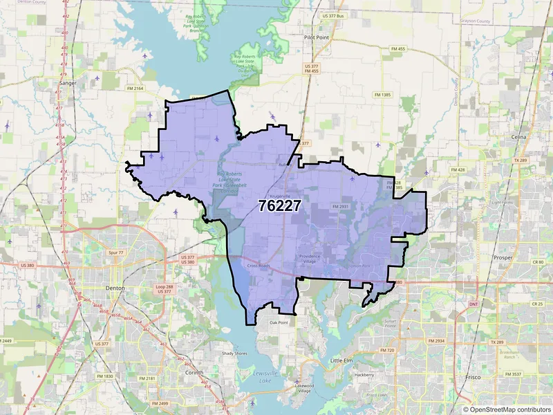 Map of ZIP Code 76227 — Aubrey, TX