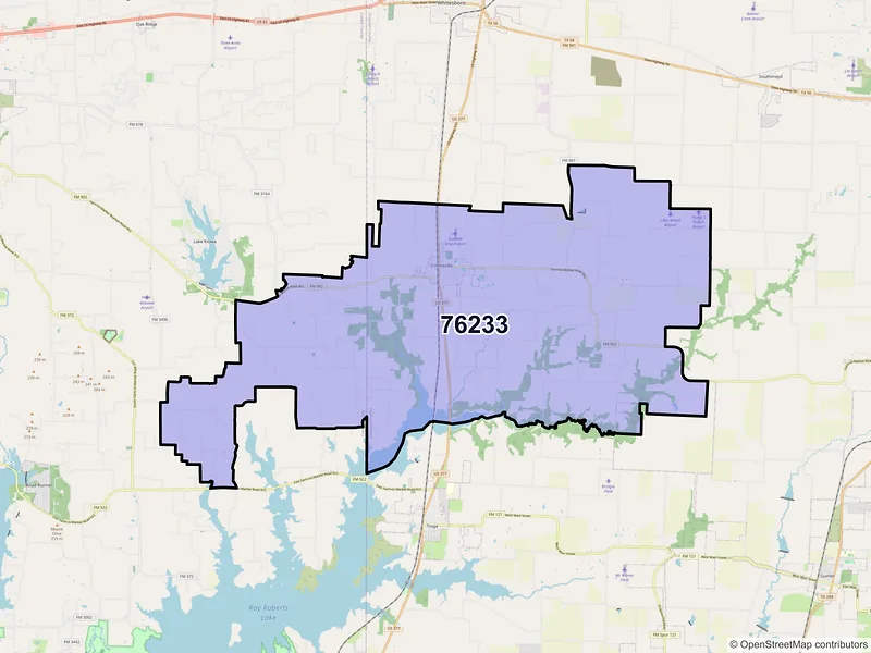 Map of ZIP Code 76233 — Collinsville, TX
