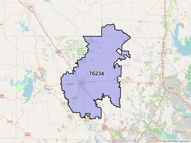 Map of ZIP Code 76234 — Decatur, TX