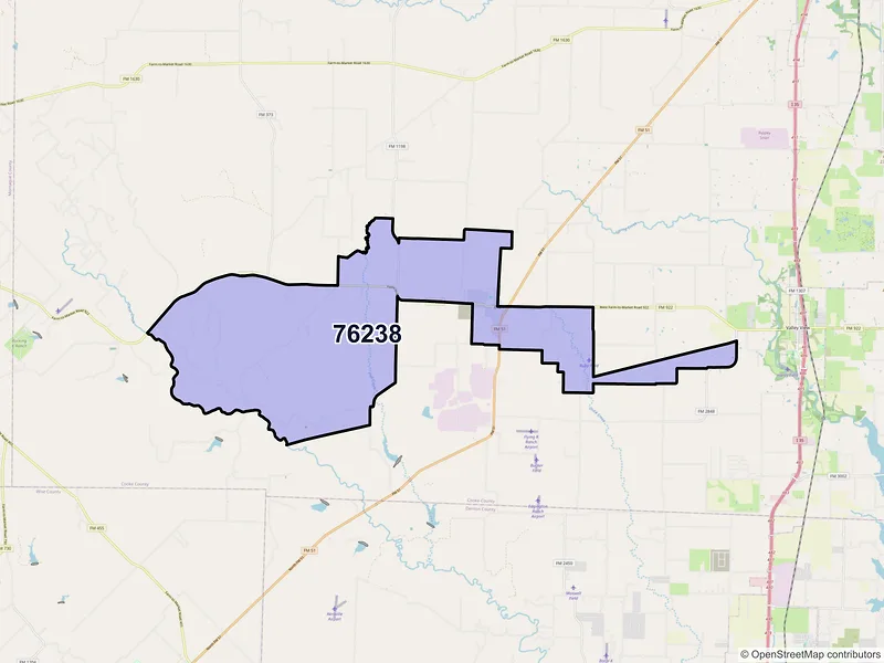 Map of ZIP Code 76238 — Era, TX