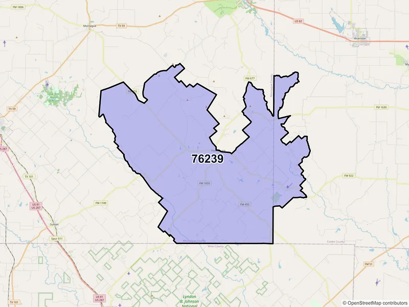 Map of ZIP Code 76239 — Forestburg, TX