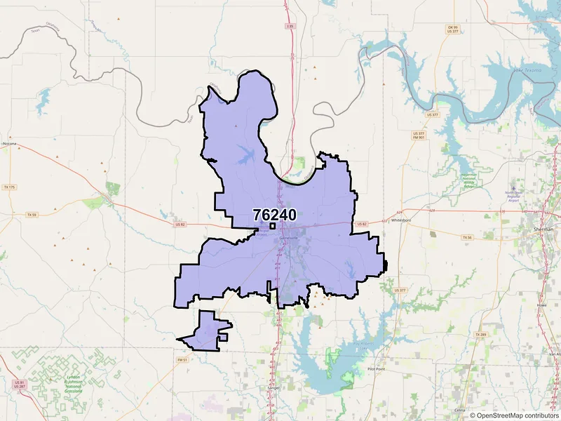 Map of ZIP Code 76240 — Gainesville, TX