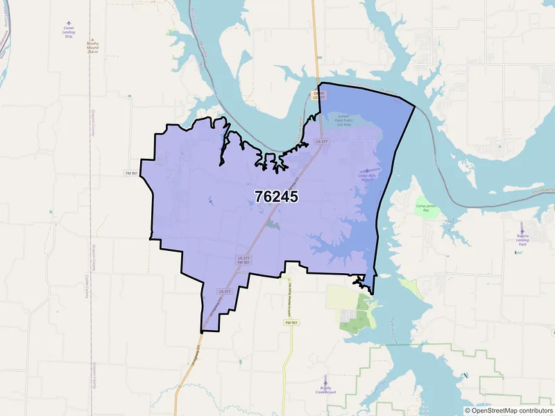 Map of ZIP Code 76245 — Gordonville, TX