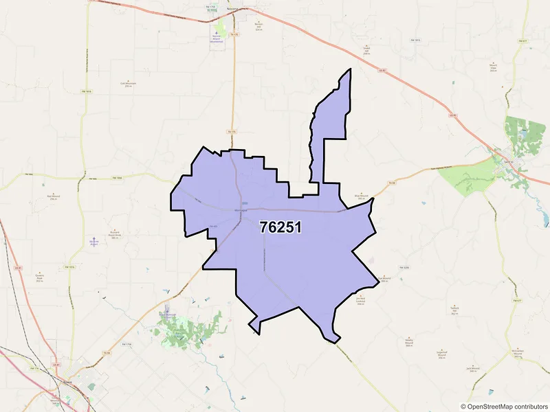 Map of ZIP Code 76251 — Montague, TX