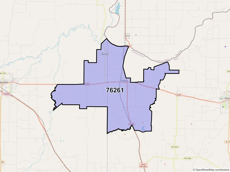 Map of ZIP Code 76261 — Ringgold, TX