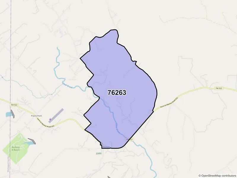 Map of ZIP Code 76263 — Rosston, TX