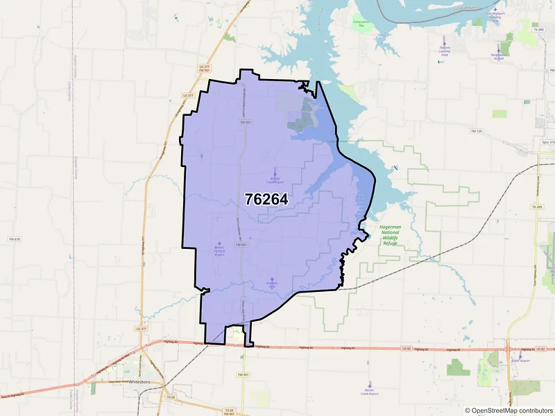 Map of ZIP Code 76264 — Sadler, TX