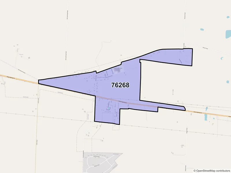 Map of Southmayd, Texas and ZIP codes