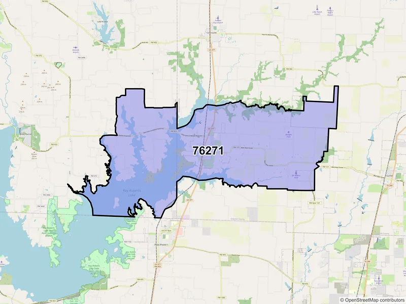 Map of ZIP Code 76271 — Tioga, TX